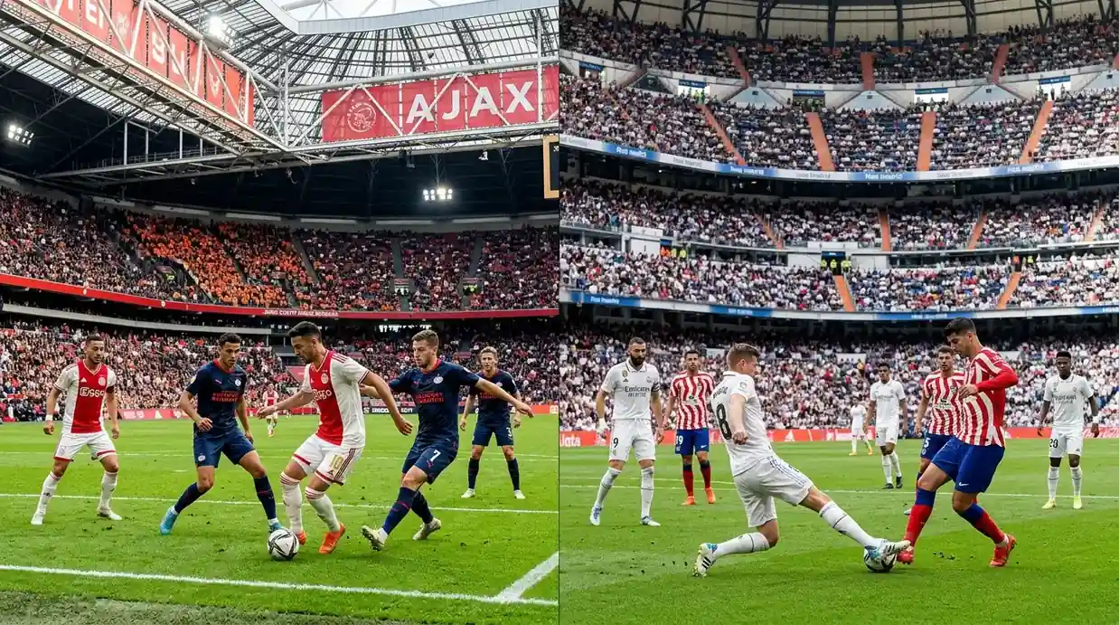 Comparativa visual entre un partido de la Eredivisie y uno de LaLiga
